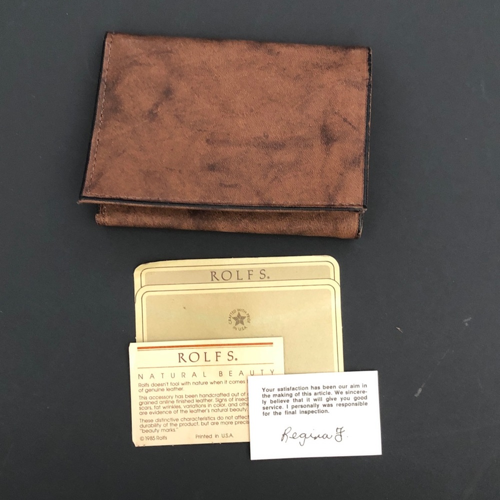 Rolfs Tan Genuine Leather Wallet Billfolds Durable money holder with photos NWT
